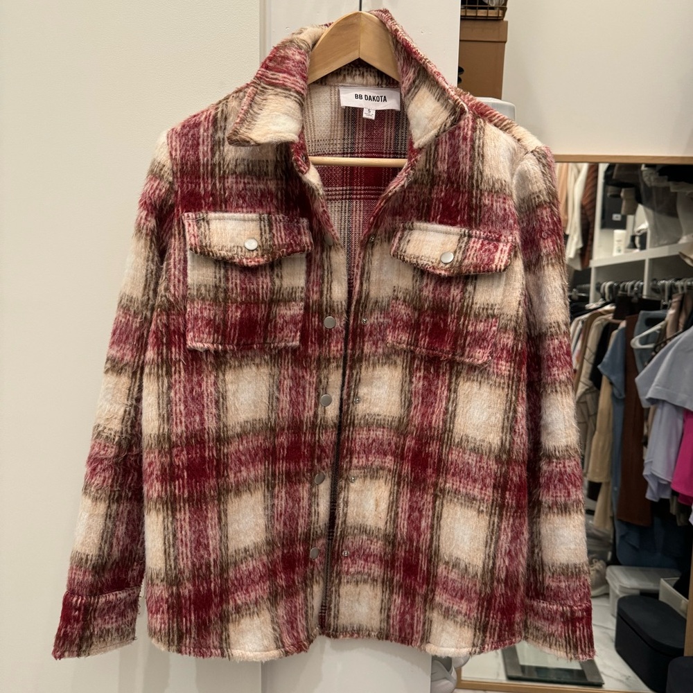 BB Dakota Shacket, Red Plaid, Size S
